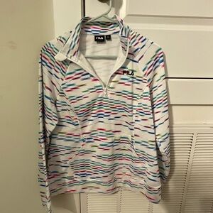 Fila White and Multicolor Zip-Up Jacket